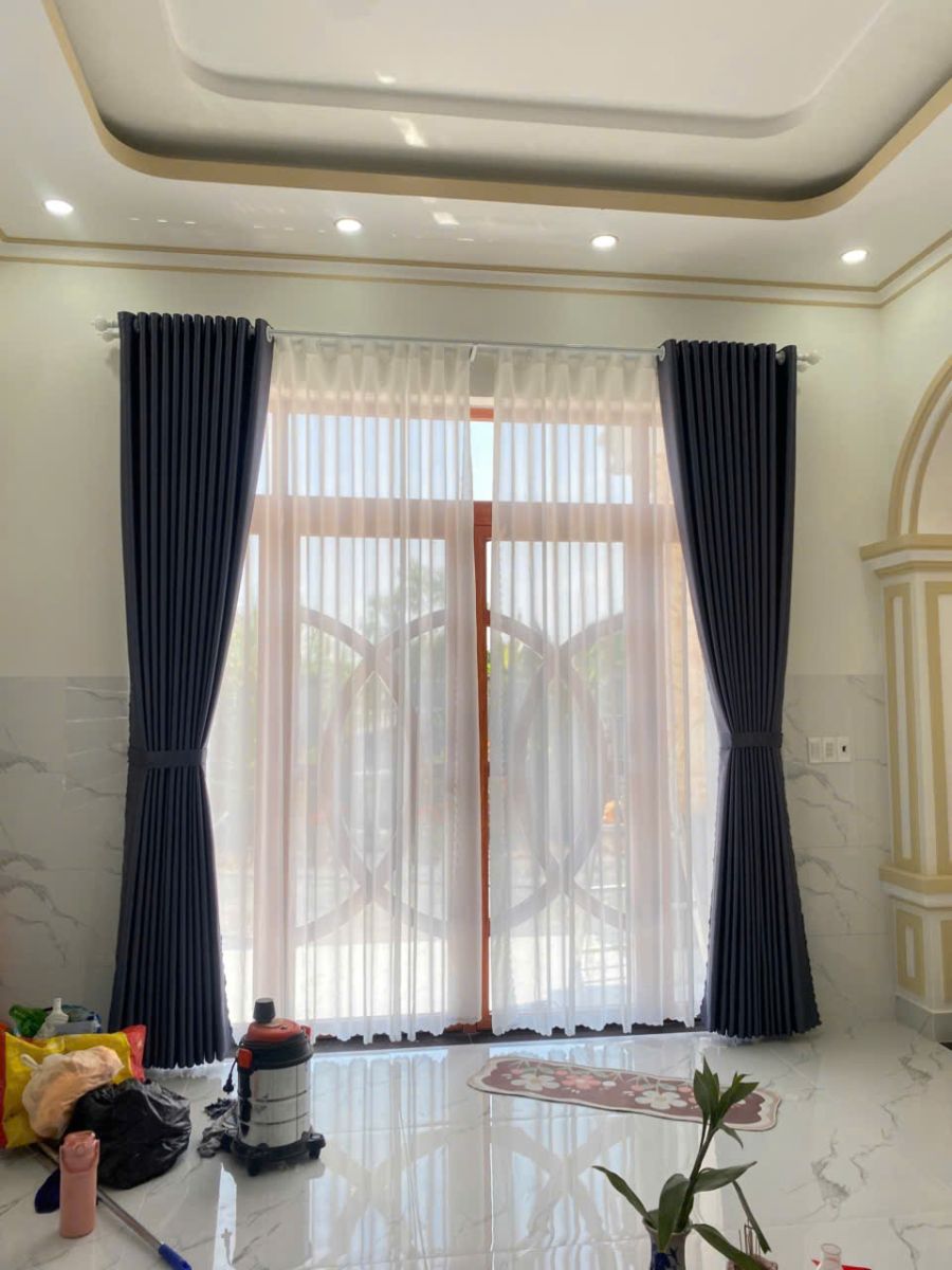 Màn vải đẹp chống nắng 2 lớp