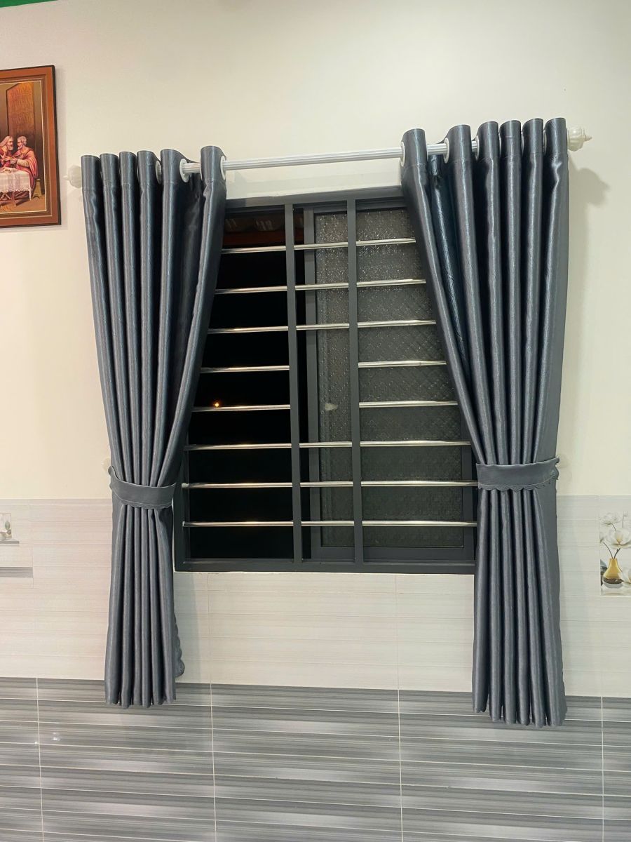 Màn Vải phòng ngủ màu xám ghi